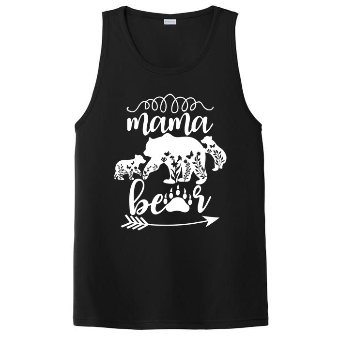 Floral Mama Bear Mom Of 2 Mama Bear Two Cub Floral Mama Bear PosiCharge Competitor Tank