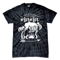 Floral Mama Bear Mom Of 2 Mama Bear Two Cub Floral Mama Bear Tie-Dye T-Shirt