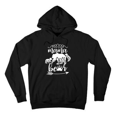 Floral Mama Bear Mom Of 2 Mama Bear Two Cub Floral Mama Bear Tall Hoodie