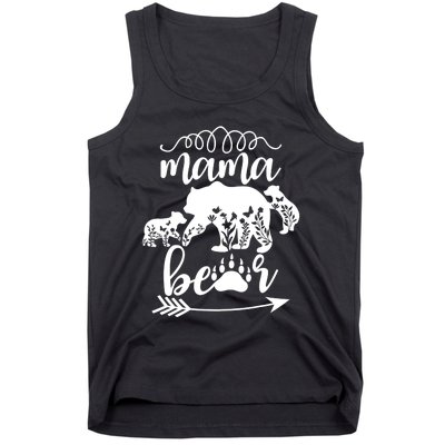 Floral Mama Bear Mom Of 2 Mama Bear Two Cub Floral Mama Bear Tank Top