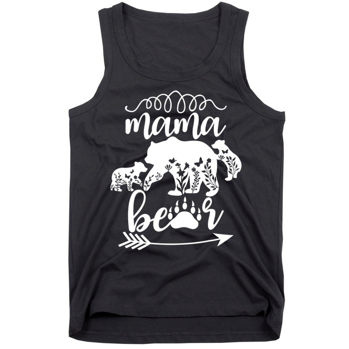 Floral Mama Bear Mom Of 2 Mama Bear Two Cub Floral Mama Bear Tank Top