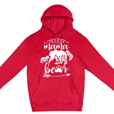 Floral Mama Bear Mom Of 2 Mama Bear Two Cub Floral Mama Bear Premium Pullover Hoodie