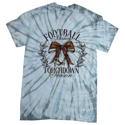 Football Mama Bow Fall Coquette Bow Tie-Dye T-Shirt