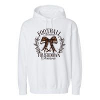 Football Mama Bow Fall Coquette Bow Garment-Dyed Fleece Hoodie