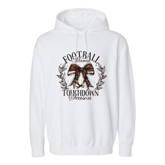 Football Mama Bow Fall Coquette Bow Garment-Dyed Fleece Hoodie