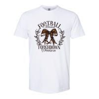 Football Mama Bow Fall Coquette Bow Softstyle CVC T-Shirt