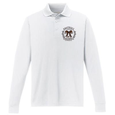 Football Mama Bow Fall Coquette Bow Performance Long Sleeve Polo