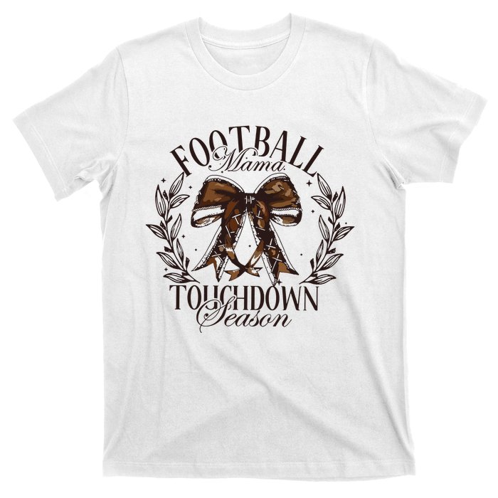 Football Mama Bow Fall Coquette Bow T-Shirt