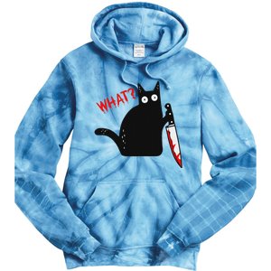 Funny Murderous Black Cat With Knife Black Cat What Tie Dye Hoodie