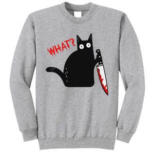 Funny Murderous Black Cat With Knife Black Cat What Tall Sweatshirt