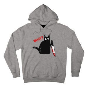 Funny Murderous Black Cat With Knife Black Cat What Tall Hoodie