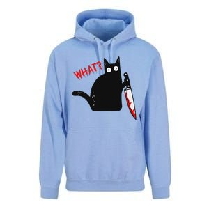 Funny Murderous Black Cat With Knife Black Cat What Unisex Surf Hoodie