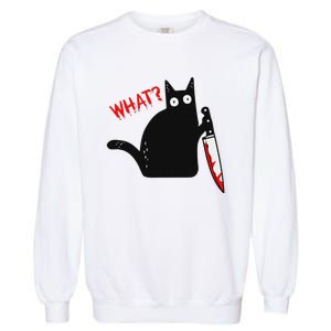 Funny Murderous Black Cat With Knife Black Cat What Garment-Dyed Sweatshirt