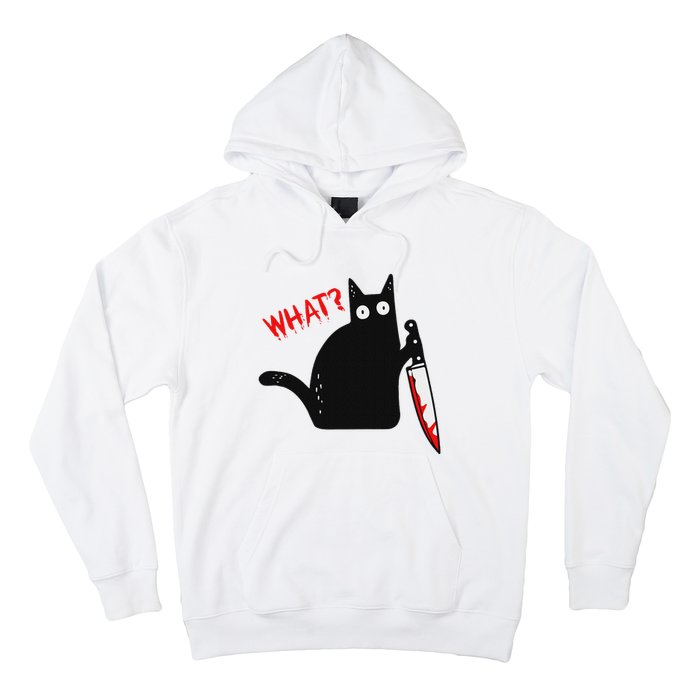 Funny Murderous Black Cat With Knife Black Cat What Hoodie