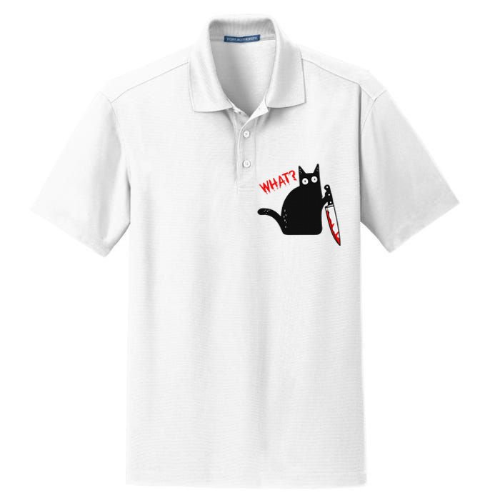 Funny Murderous Black Cat With Knife Black Cat What Dry Zone Grid Polo