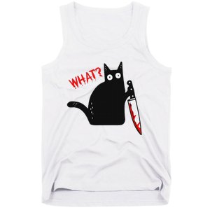 Funny Murderous Black Cat With Knife Black Cat What Tank Top