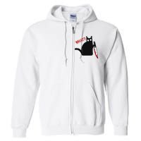 Funny Murderous Black Cat With Knife Black Cat What Full Zip Hoodie