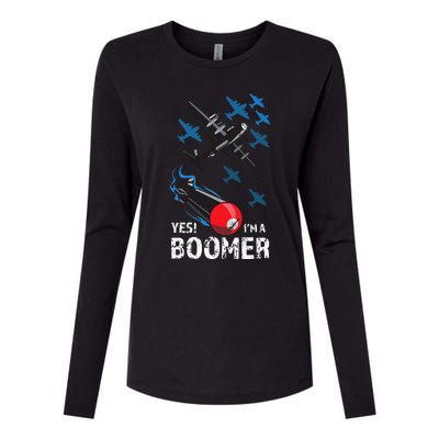 Funny Military Bomber Design For Boomers Womens Cotton Relaxed Long Sleeve T-Shirt