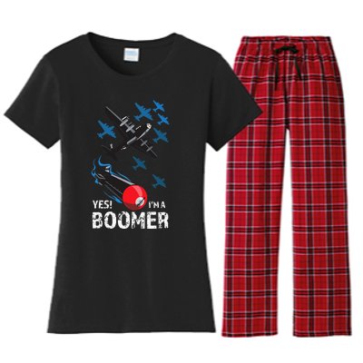 Funny Military Bomber Design For Boomers Women's Flannel Pajama Set