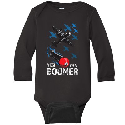 Funny Military Bomber Design For Boomers Baby Long Sleeve Bodysuit