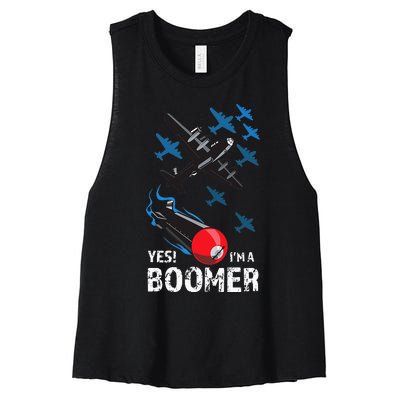 Funny Military Bomber Design For Boomers Women's Racerback Cropped Tank