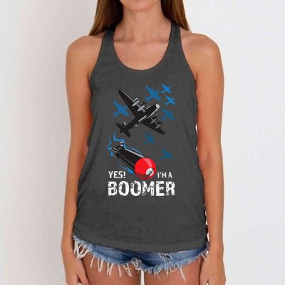 Funny Military Bomber Design For Boomers Women's Knotted Racerback Tank