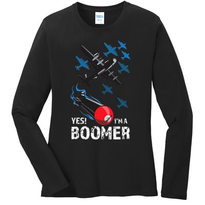 Funny Military Bomber Design For Boomers Ladies Long Sleeve Shirt