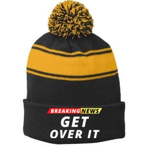 Facts Matter Breaking News, Funny Breaking News, Men & Women Stripe Pom Pom Beanie