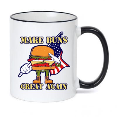 Funny Make Buns Great Again American Flag Burger Buns Funny Gift 11oz Black Color Changing Mug