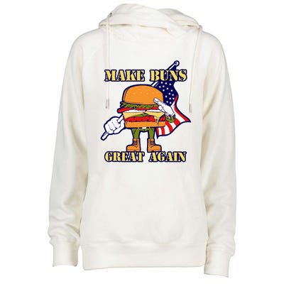 Funny Make Buns Great Again American Flag Burger Buns Funny Gift Womens Funnel Neck Pullover Hood