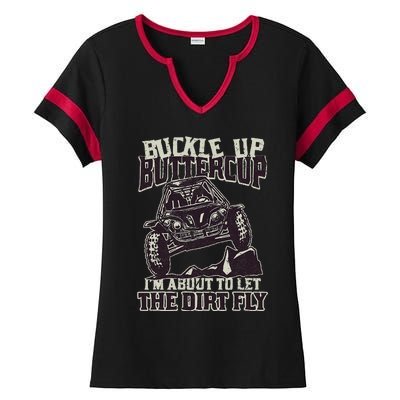 Funny Mudding Buckle Up Buttercup Ladies Halftime Notch Neck Tee