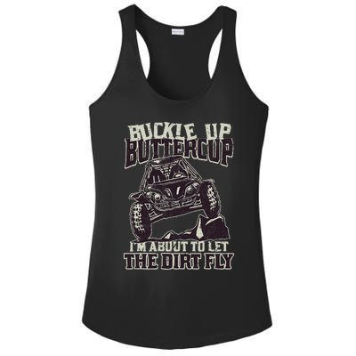 Funny Mudding Buckle Up Buttercup Ladies PosiCharge Competitor Racerback Tank