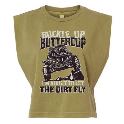 Funny Mudding Buckle Up Buttercup Garment-Dyed Women's Muscle Tee