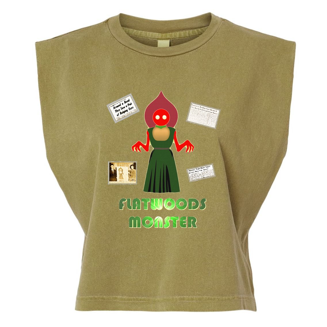 Flatwoods Monster Braxton County Horror Cryptid Garment-Dyed Women's Muscle Tee