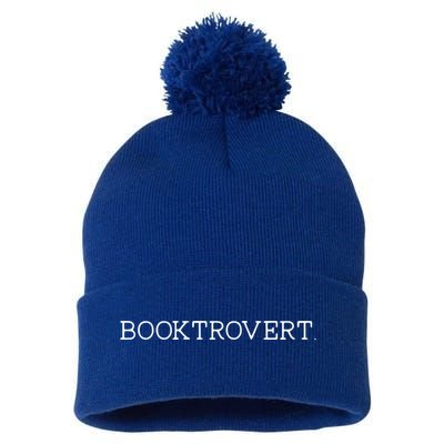 Funny Minimalist Booktrovert For Book Lover Librarian Cool Gift Pom Pom 12in Knit Beanie