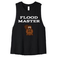 Flood Master Beaver Plumbing Humor Funny Sarcastic Women's Racerback Cropped Tank