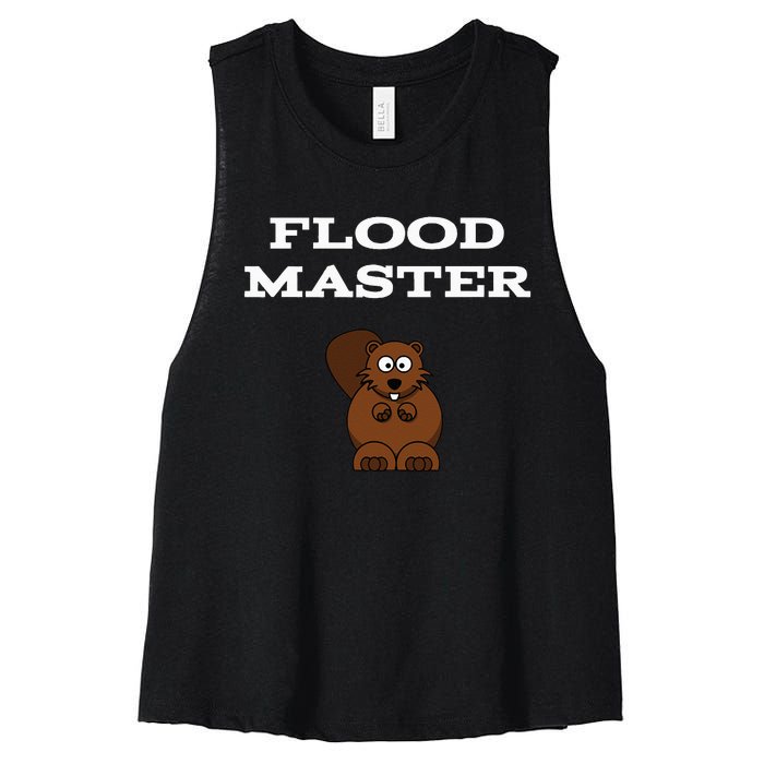 Flood Master Beaver Plumbing Humor Funny Sarcastic Women's Racerback Cropped Tank