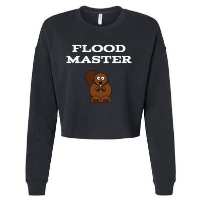 Flood Master Beaver Plumbing Humor Funny Sarcastic Cropped Pullover Crew