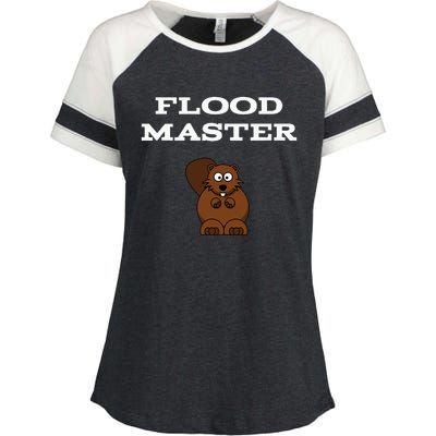 Flood Master Beaver Plumbing Humor Funny Sarcastic Enza Ladies Jersey Colorblock Tee