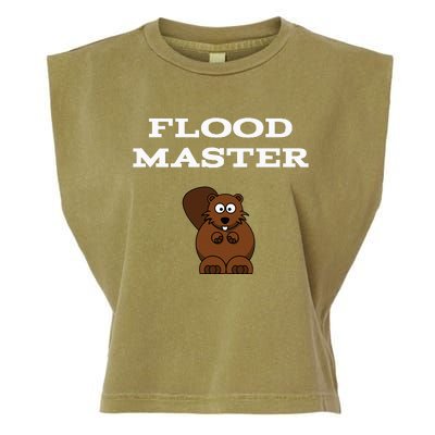 Flood Master Beaver Plumbing Humor Funny Sarcastic Garment-Dyed Women's Muscle Tee