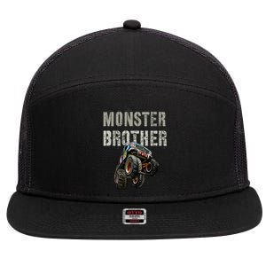 Funny Monster Brother Cool Truck Birthday Bro Son Matching Gift 7 Panel Mesh Trucker Snapback Hat