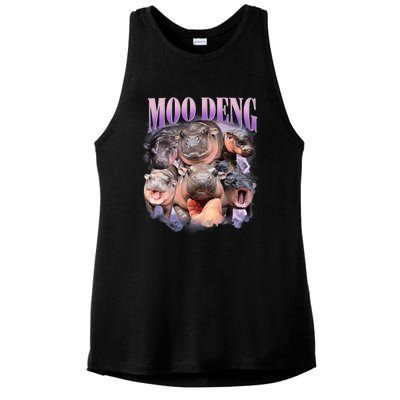 Funny Moodeng Baby Pygmy Hippo Cute Zoo For Family Moo Deng Lovers Ladies PosiCharge Tri-Blend Wicking Tank