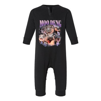 Funny Moodeng Baby Pygmy Hippo Cute Zoo For Family Moo Deng Lovers Infant Fleece One Piece