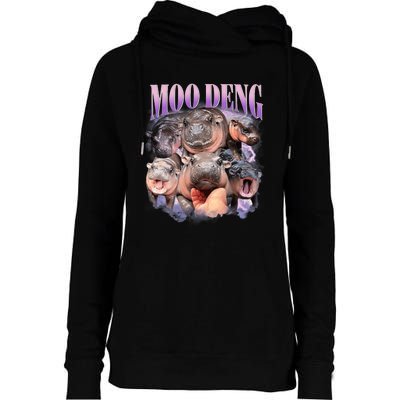 Funny Moodeng Baby Pygmy Hippo Cute Zoo For Family Moo Deng Lovers Womens Funnel Neck Pullover Hood