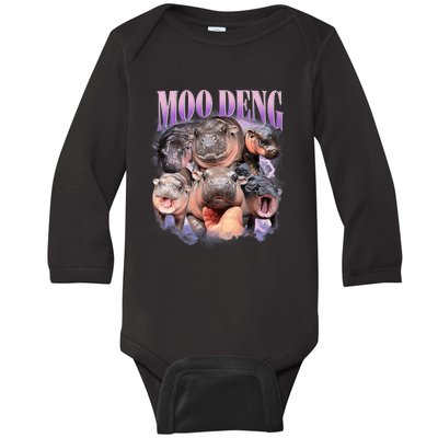 Funny Moodeng Baby Pygmy Hippo Cute Zoo For Family Moo Deng Lovers Baby Long Sleeve Bodysuit