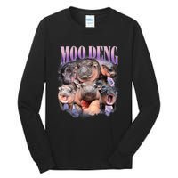 Funny Moodeng Baby Pygmy Hippo Cute Zoo For Family Moo Deng Lovers Tall Long Sleeve T-Shirt