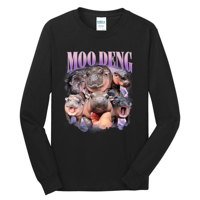 Funny Moodeng Baby Pygmy Hippo Cute Zoo For Family Moo Deng Lovers Tall Long Sleeve T-Shirt