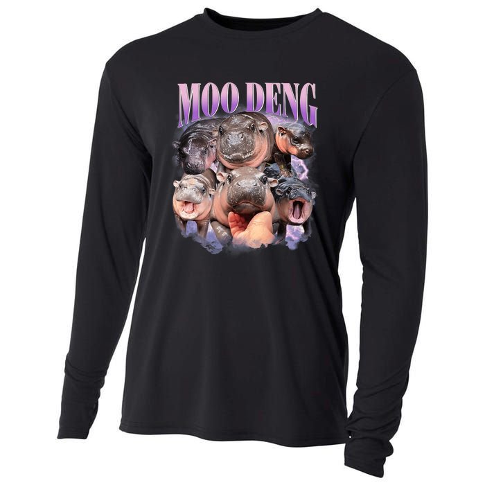 Funny Moodeng Baby Pygmy Hippo Cute Zoo For Family Moo Deng Lovers Cooling Performance Long Sleeve Crew