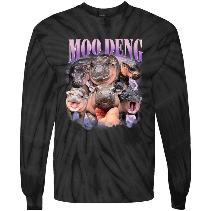 Funny Moodeng Baby Pygmy Hippo Cute Zoo For Family Moo Deng Lovers Tie-Dye Long Sleeve Shirt