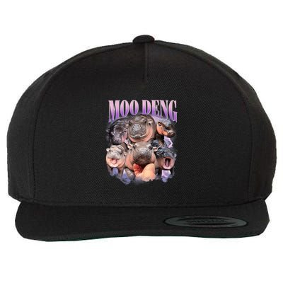 Funny Moodeng Baby Pygmy Hippo Cute Zoo For Family Moo Deng Lovers Wool Snapback Cap